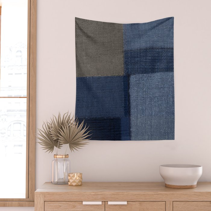 Blue Tone Abstract Wall Tapestry Gallery Image 2