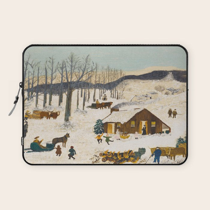 Anna Mary Robertson 'Grandma' Moses Sugaring Off American Folk Art Laptop Sleeve Gallery Image 1