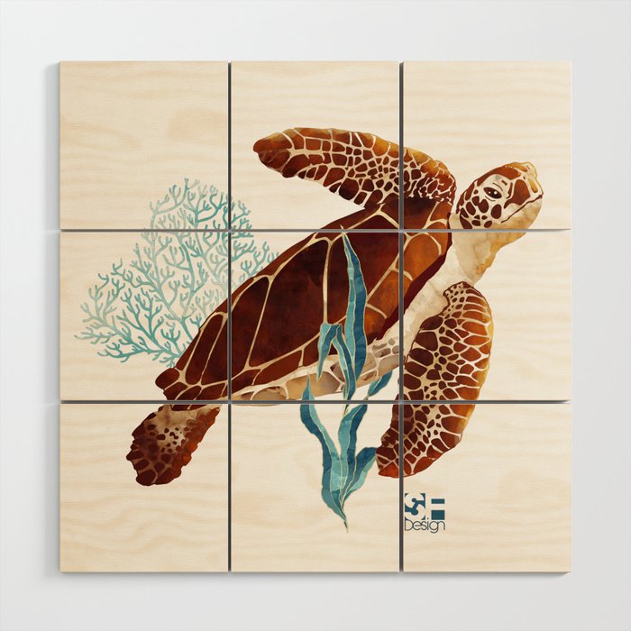 Metallic Sea Turtle-Custom Wood Wall Art Gallery Image 1
