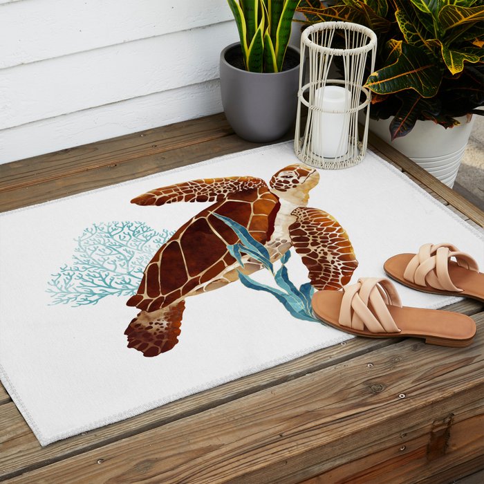 Metallic Sea Turtle-Custom Outdoor Rug Gallery Image 2