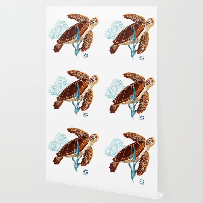 Metallic Sea Turtle-Custom Wallpaper Gallery Image 2