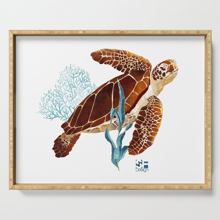 Metallic Sea Turtle-Custom Serving Tray Gallery Image 1