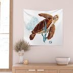 Metallic Sea Turtle-Custom Wall Tapestry Gallery Image 2