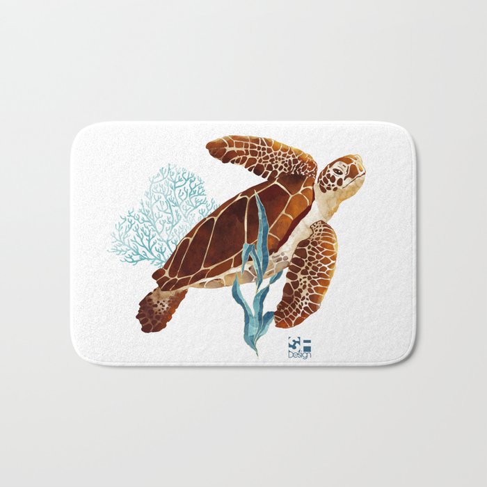 Metallic Sea Turtle-Custom Bath Mat Gallery Image 1