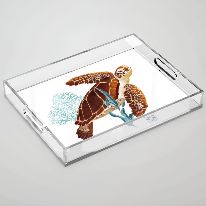 Metallic Sea Turtle-Custom Acrylic Tray Gallery Image 1