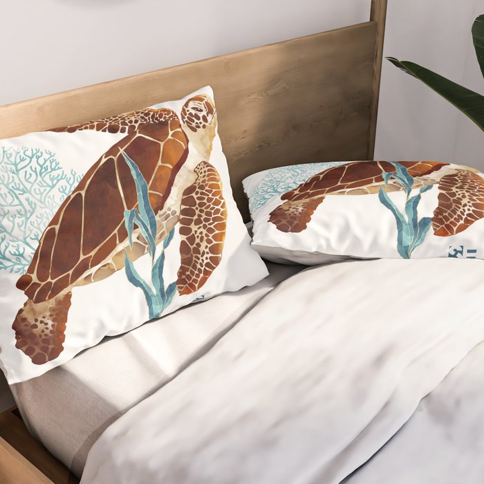 Metallic Sea Turtle-Custom Pillow Sham Gallery Image 2