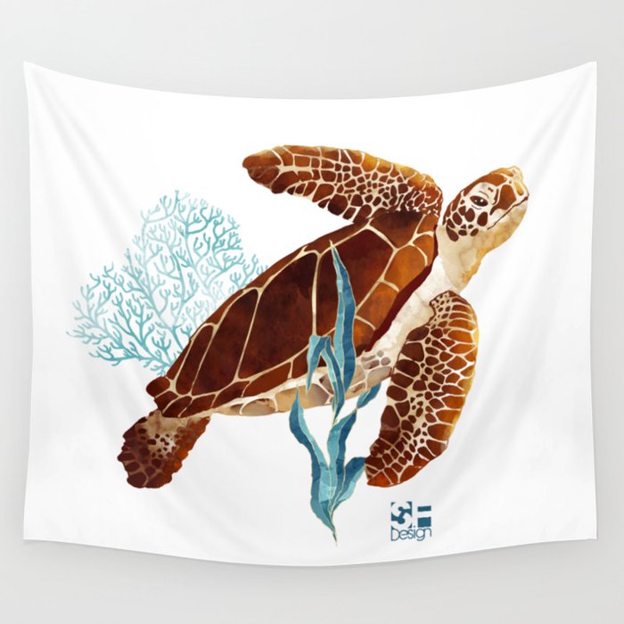 Metallic Sea Turtle-Custom Wall Tapestry Gallery Image 1