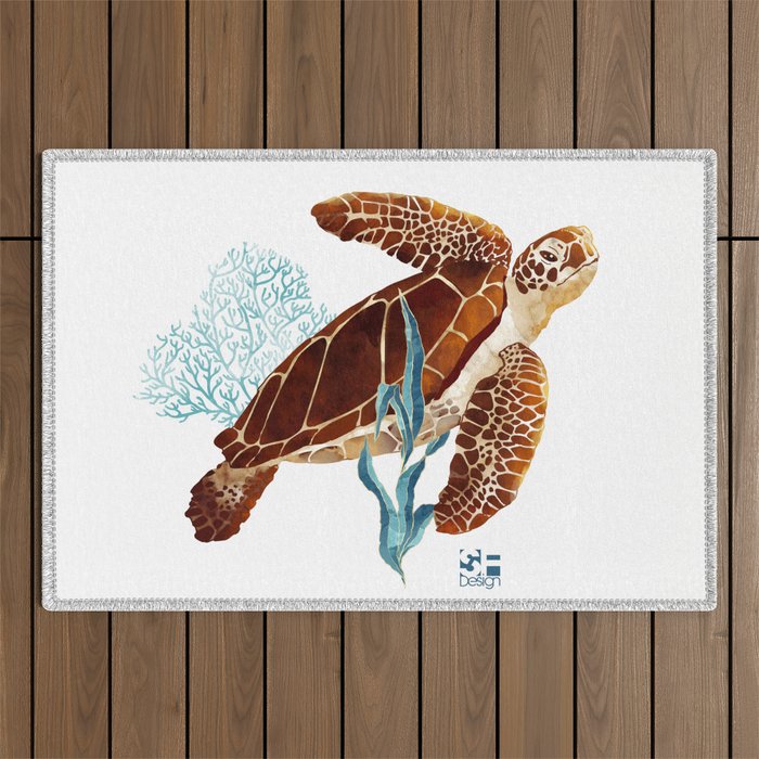 Metallic Sea Turtle-Custom Outdoor Rug Gallery Image 1