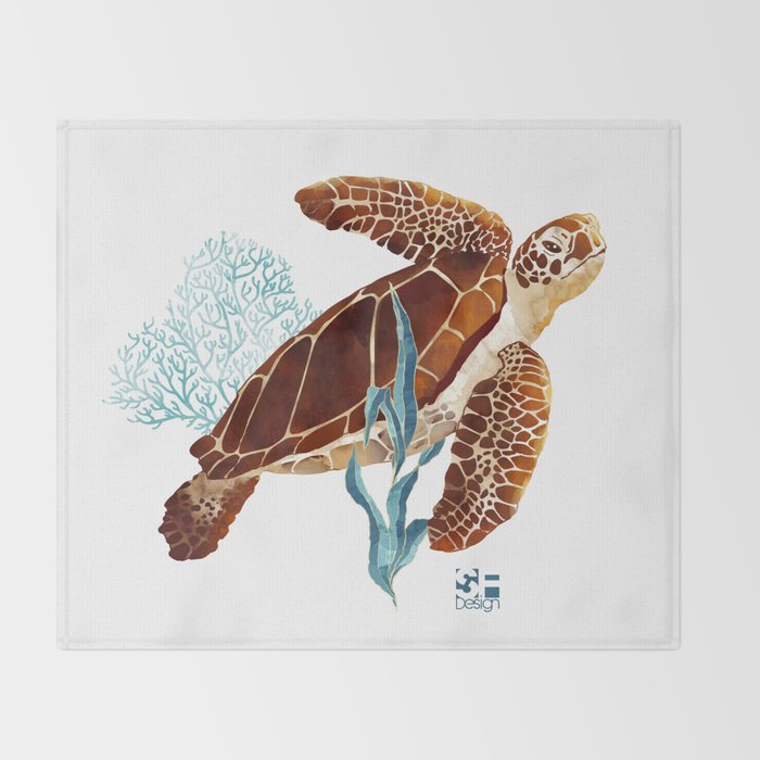 Metallic Sea Turtle-Custom Throw Blanket Gallery Image 2