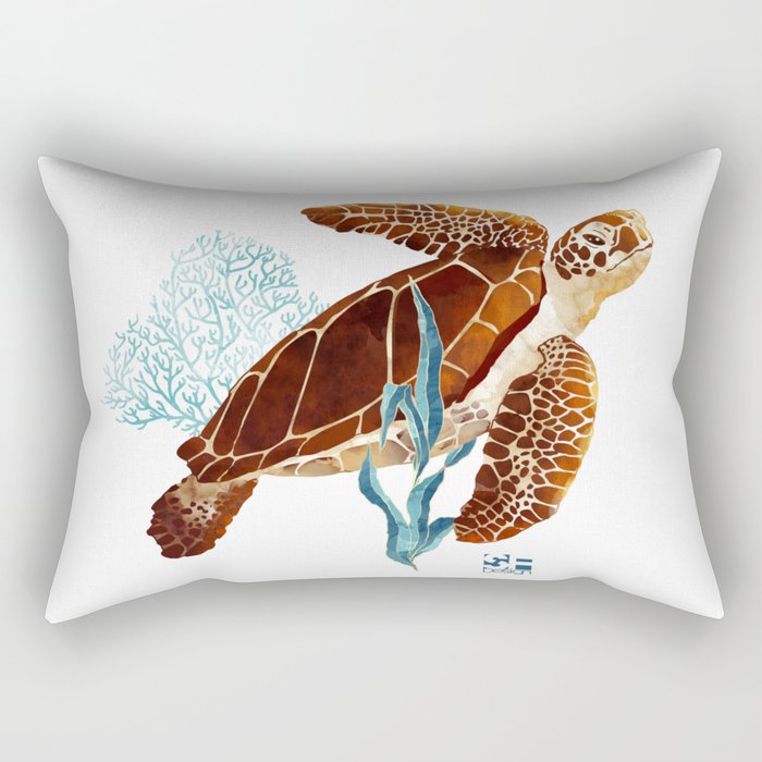 Metallic Sea Turtle-Custom Rectangular Pillow Gallery Image 2