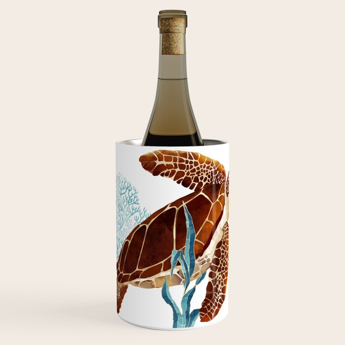 Metallic Sea Turtle-Custom Wine Chiller Gallery Image 1