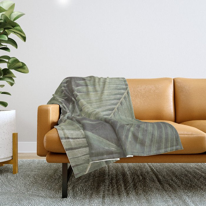 Tropical Leaves Throw Blanket Gallery Image 1