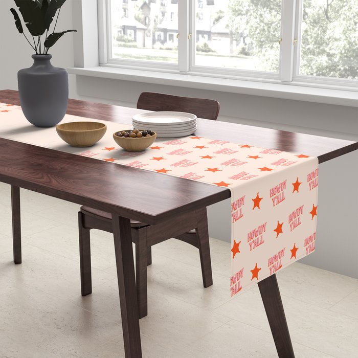 Southern Welcome: Howdy Y'all (bright pink and orange old west letters) Table Runner Gallery Image 2