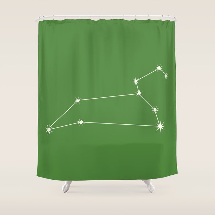 Leo Zodiac Star Constellation Line Art Kelly Green Shower Curtain Gallery Image 1