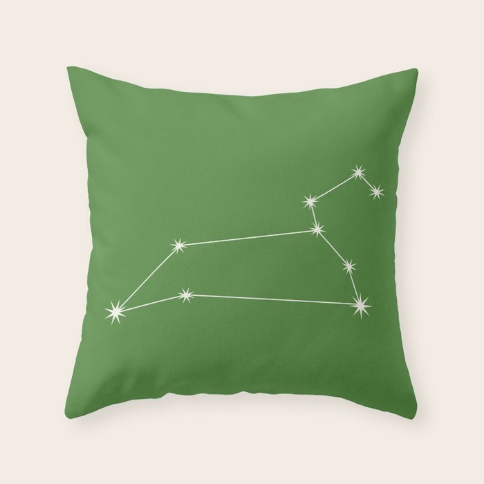 Leo Zodiac Star Constellation Line Art Kelly Green Throw Pillow Gallery Image 6