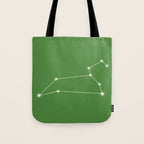 Leo Zodiac Star Constellation Line Art Kelly Green Tote Bag Gallery Image 1