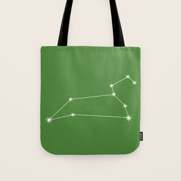 Leo Zodiac Star Constellation Line Art Kelly Green Tote Bag Gallery Image 1