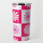Checkered Daisies - Pink Travel Mug Gallery Image 1