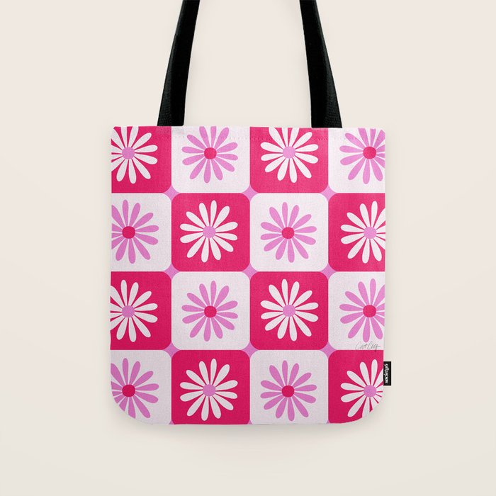 Checkered Daisies - Pink Tote Bag Gallery Image 1