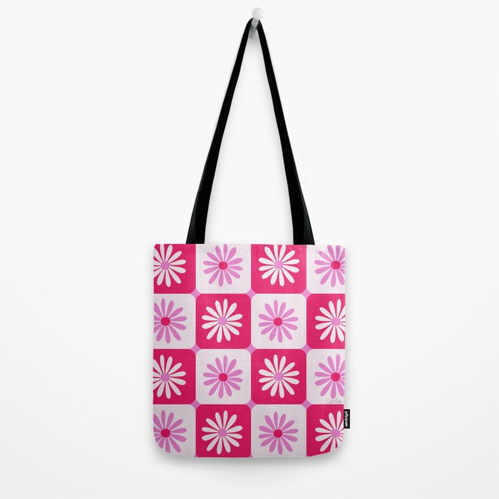 Checkered Daisies - Pink Tote Bag Gallery Image 2