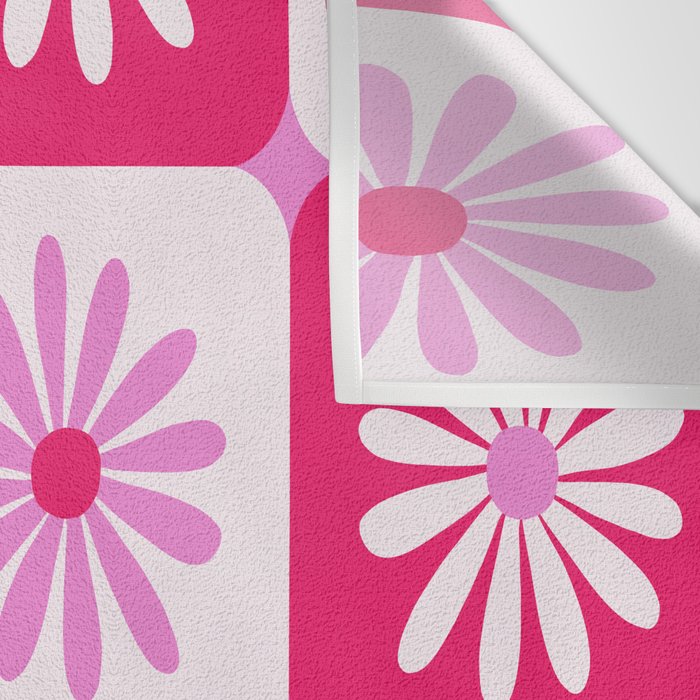 Checkered Daisies - Pink Wall Tapestry Gallery Image 3