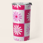 Checkered Daisies - Pink Travel Mug Gallery Image 2