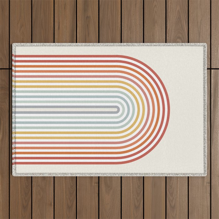 Minimalist colorful rainbow lines  Outdoor Rug Gallery Image 1