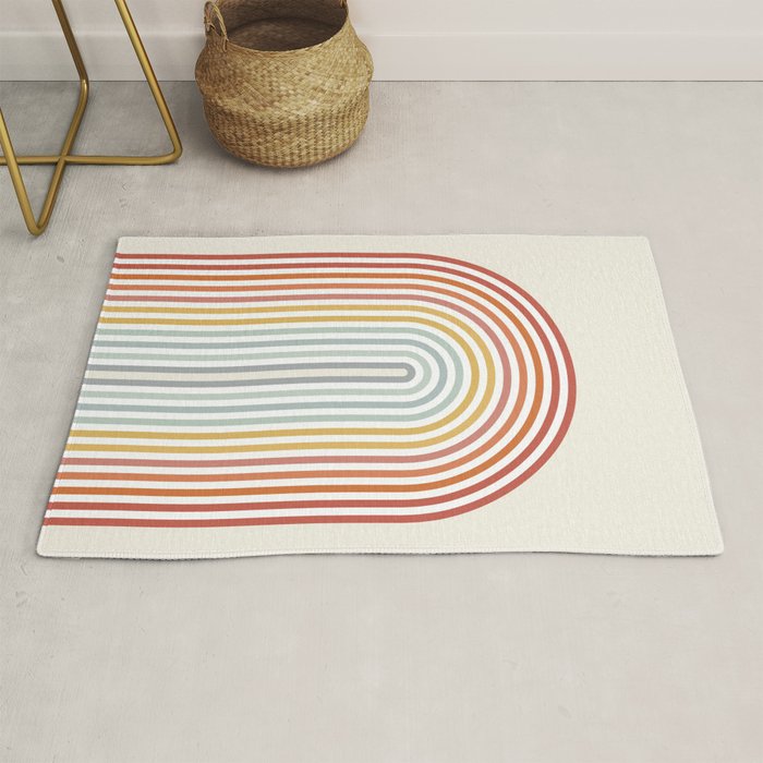 Minimalist colorful rainbow lines  Rug Gallery Image 1