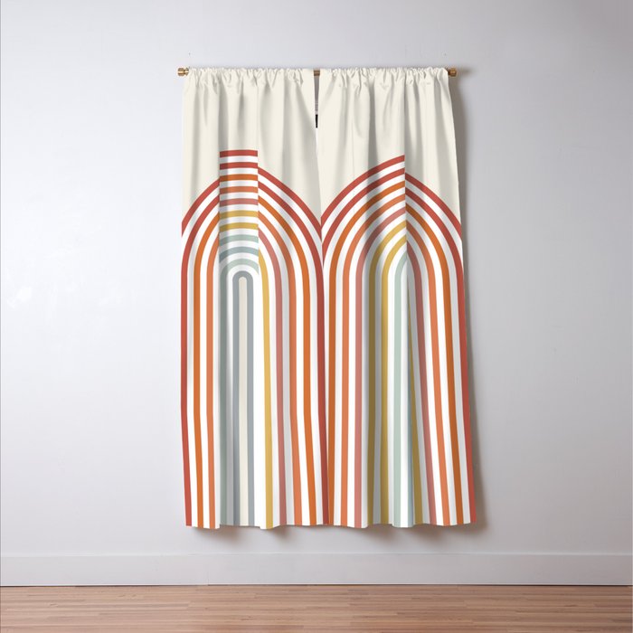 Minimalist colorful rainbow lines  Window Curtain Gallery Image 3