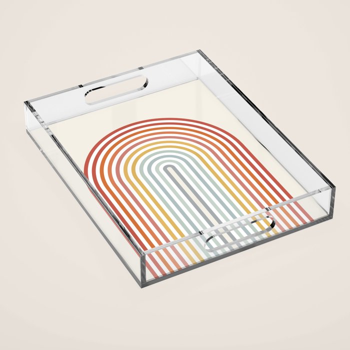 Minimalist colorful rainbow lines  Acrylic Tray Gallery Image 1