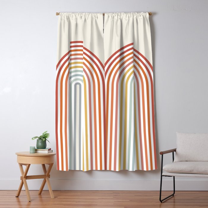 Minimalist colorful rainbow lines  Window Curtain Gallery Image 5