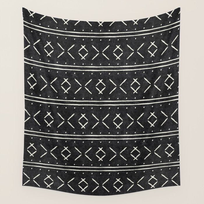 mud cloth stitch - onyx Wall Tapestry Gallery Image 4