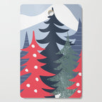 Winter christmas pine tree forest art Cutting Board Gallery Image 1