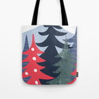 Winter christmas pine tree forest art Tote Bag Gallery Image 1