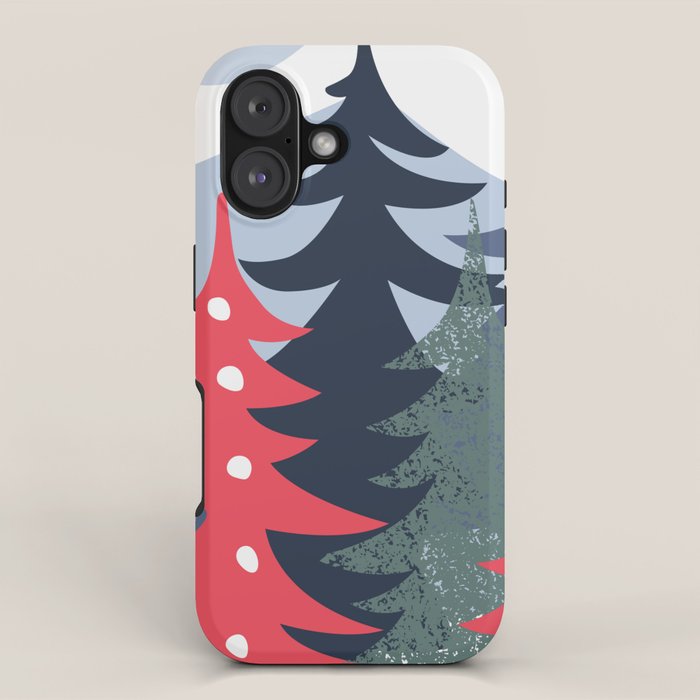 Winter christmas pine tree forest art iPhone Case Gallery Image 1