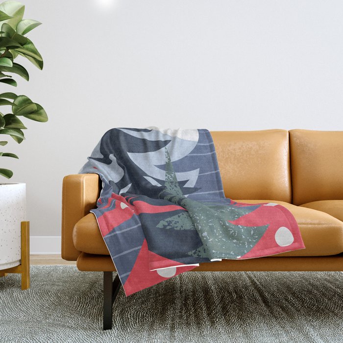 Winter christmas pine tree forest art Throw Blanket Gallery Image 1