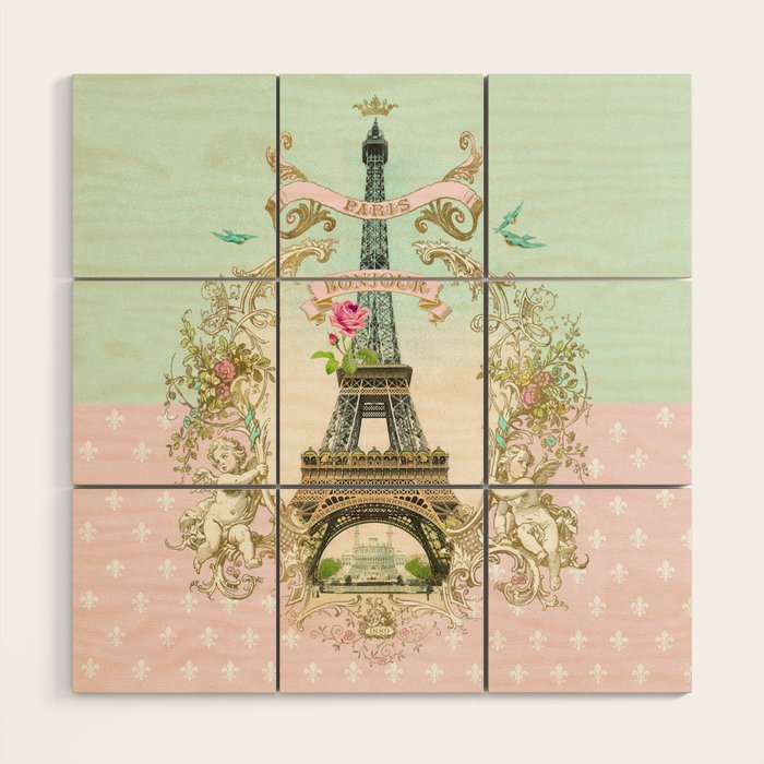Bonjour Paris Wood Wall Art Gallery Image 1