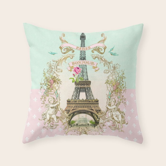 Bonjour Paris Throw Pillow Gallery Image 6