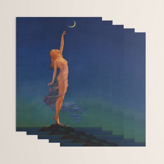 Reaching for the moon female portrait painting by Edward Mason Eggleston Wrapping Paper Gallery Image 3