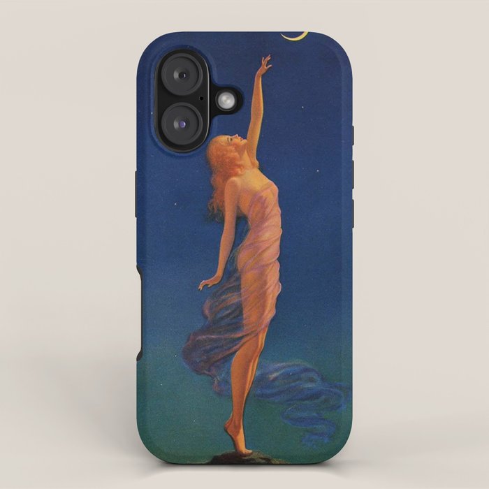 Reaching for the moon female portrait painting by Edward Mason Eggleston iPhone Case Gallery Image 1