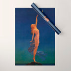 Reaching for the moon female portrait painting by Edward Mason Eggleston Wrapping Paper Gallery Image 1