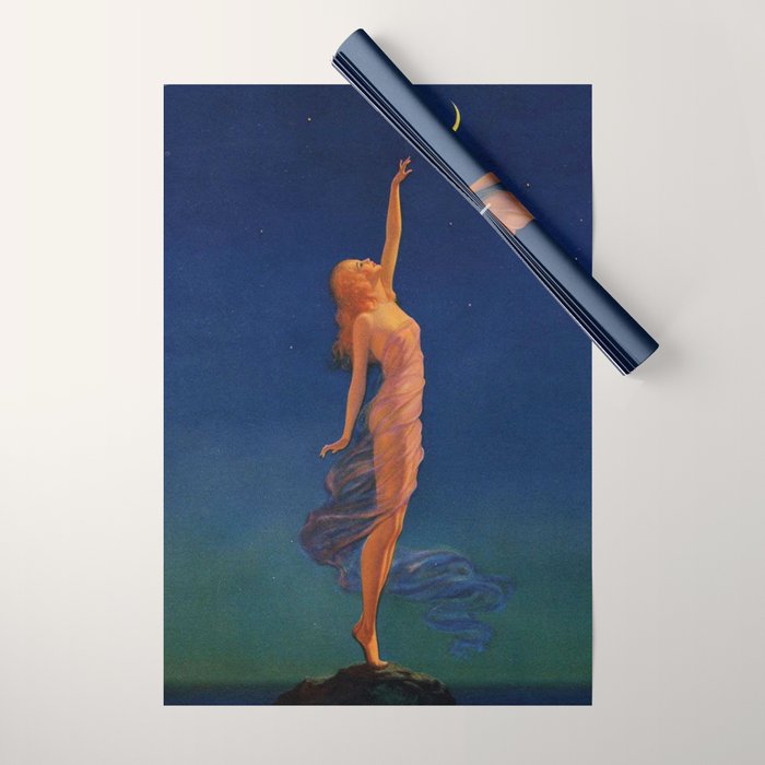 Reaching for the moon female portrait painting by Edward Mason Eggleston Wrapping Paper Gallery Image 1