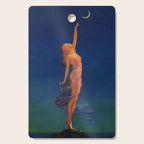 Reaching for the moon female portrait painting by Edward Mason Eggleston Cutting Board Gallery Image 1