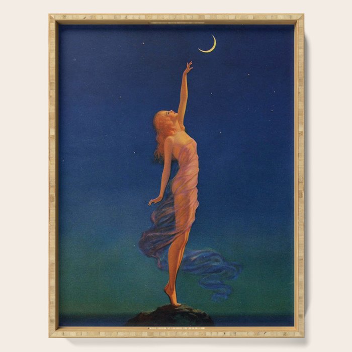 Reaching for the moon female portrait painting by Edward Mason Eggleston Serving Tray Gallery Image 1