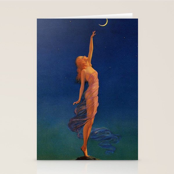 Reaching for the moon female portrait painting by Edward Mason Eggleston Stationery Card Gallery Image 2