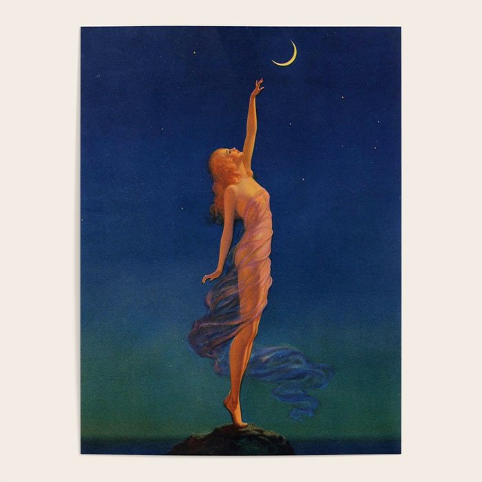 Reaching for the moon female portrait painting by Edward Mason Eggleston Poster Gallery Image 1