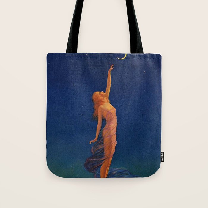 Reaching for the moon female portrait painting by Edward Mason Eggleston Tote Bag Gallery Image 1