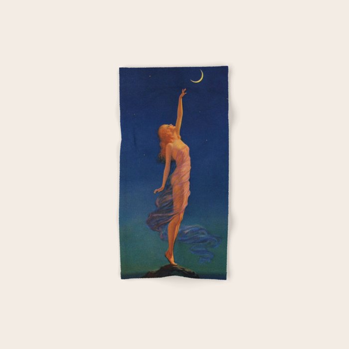 Reaching for the moon female portrait painting by Edward Mason Eggleston Bath Towel Gallery Image 1