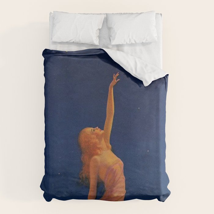Reaching for the moon female portrait painting by Edward Mason Eggleston Duvet Cover Gallery Image 6