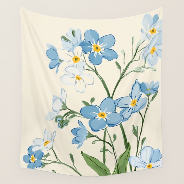 Wildflower Garden in Soft Tones Wall Tapestry Gallery Image 4